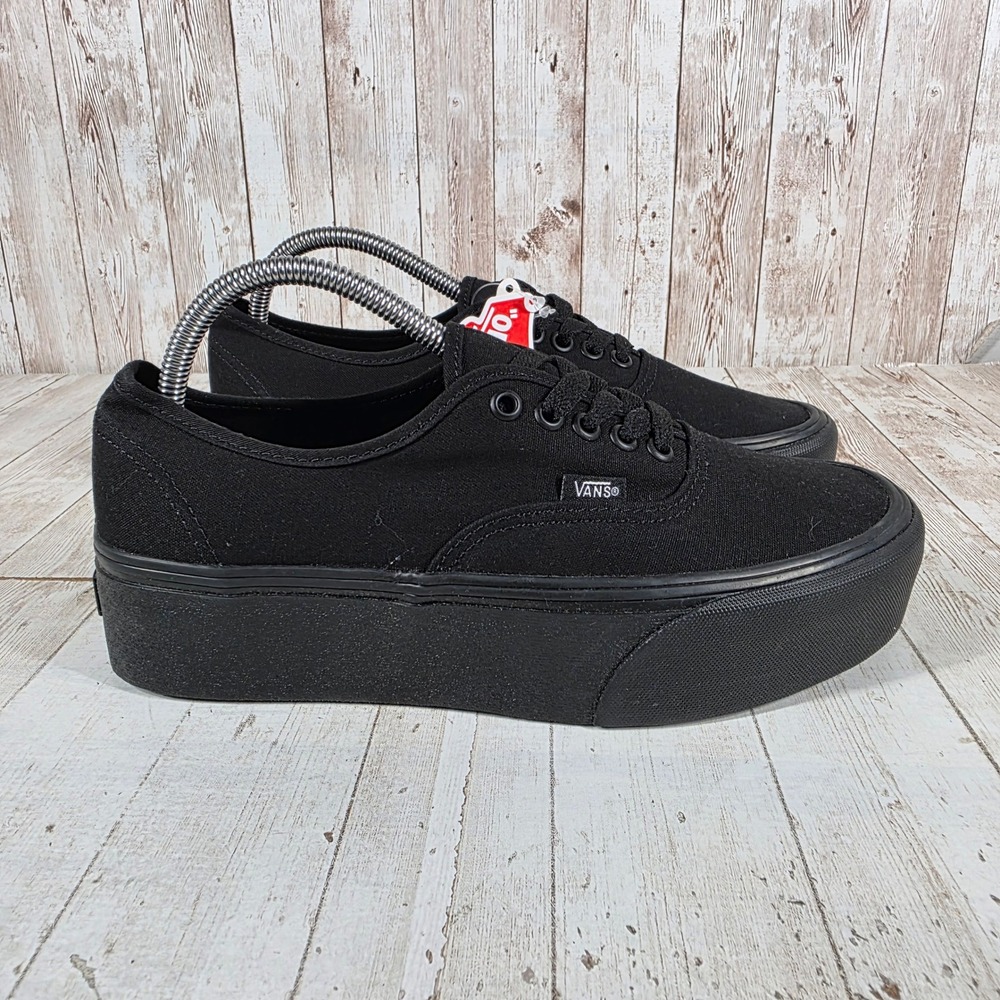 Vans Authentic Stackform Black Platform Sneakers Womens 9.5 Mens 8 Low Top